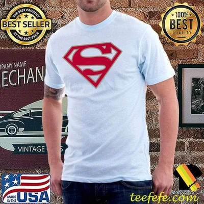 Superman Crimson & Gray Shield Grey Premium T-Shirt