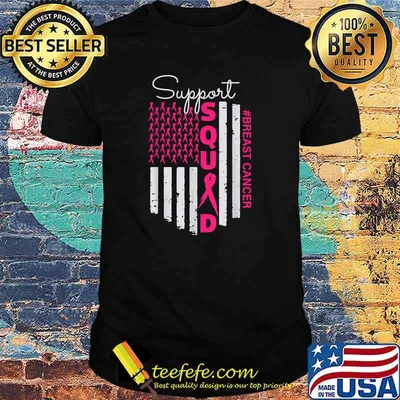 support squad us flag with pink breast cancer awareness 2021 T-Shirt