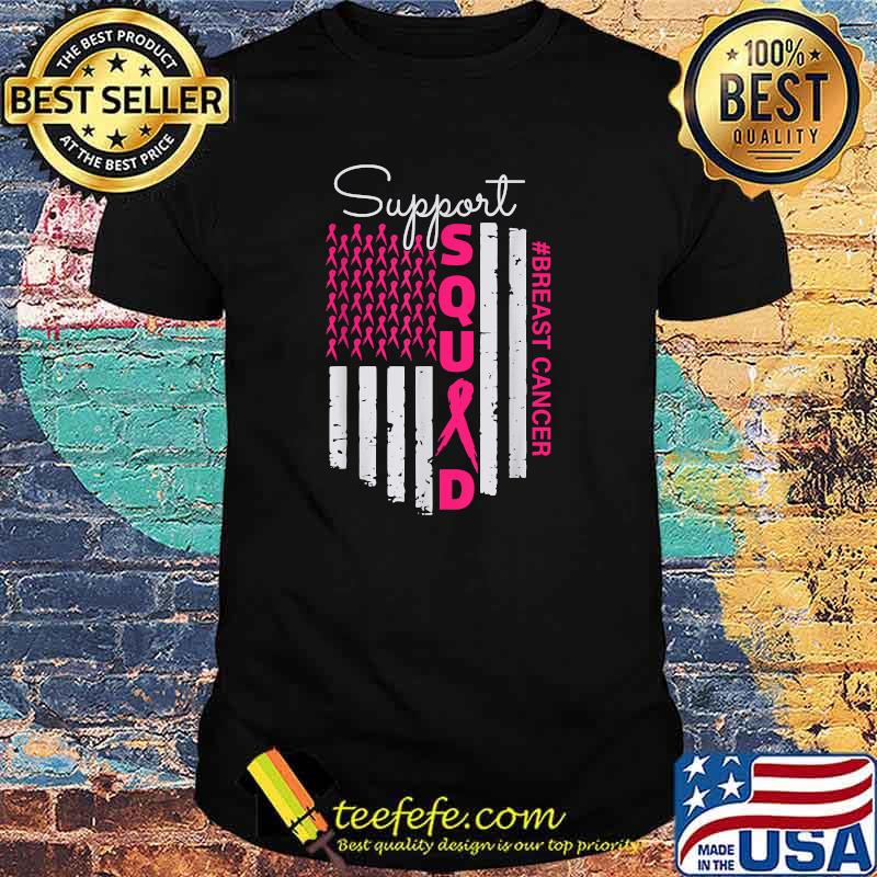 support squad us flag with pink breast cancer awareness 2021 T-Shirt