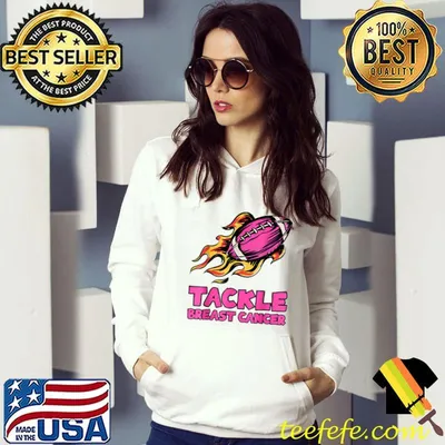 Tackle Breast Cancer Awareness Month Pink Football Fire T-Shirt
