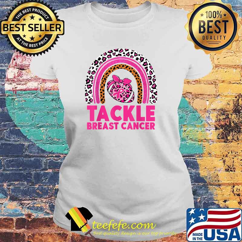 Tackle Breast Cancer Awareness Pink Ribbon Leopard Football T-Shirt Laides tee Tackle Breast Cancer Awareness Pink Ribbon Leopard Football T-Shirt Laides tee