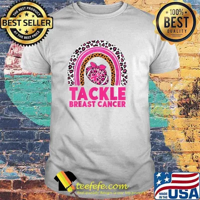 Tackle Breast Cancer Awareness Pink Ribbon Leopard Football T-Shirt