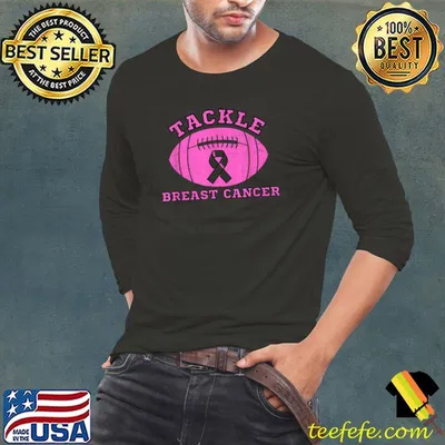 Tackle Breast Cancer Pink Ribbon Awareness Football T-Shirt