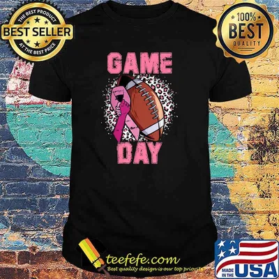 Tackle Cancer Football Game Day Pink Breast Cancer Awareness T-Shirt