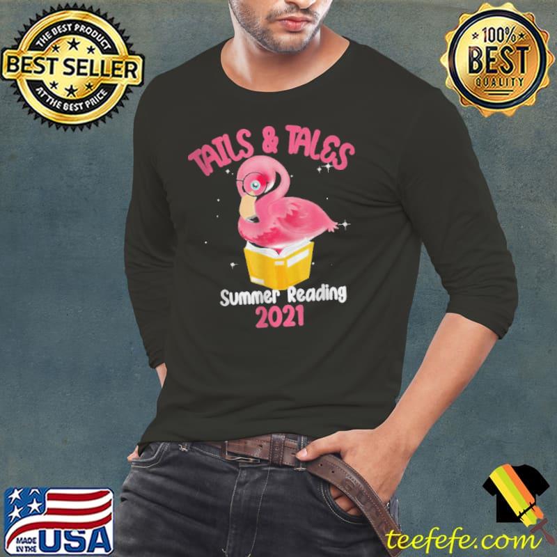 TAILS AND TALES SUMMER READING 2021 FLAMINGO BOOK LOVERS T-SHIRT
