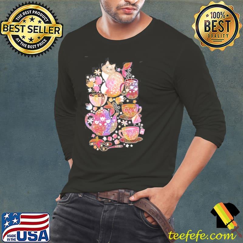 Tea with a coffee Cat s Long Sleeve Tee Tea with a coffee Cat s Long Sleeve Tee
