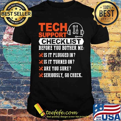 Tech Support Checklist, IT Sysadmin Geek Nerd T-Shirt