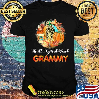 Thankful Grateful Blessed Grammy Pumpkins Thanksgiving T-Shirt