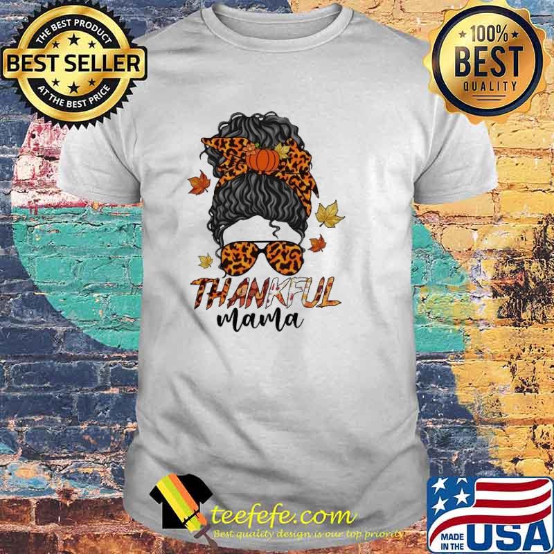 Thankfull Mama Lepoard Messy Bun Shirt