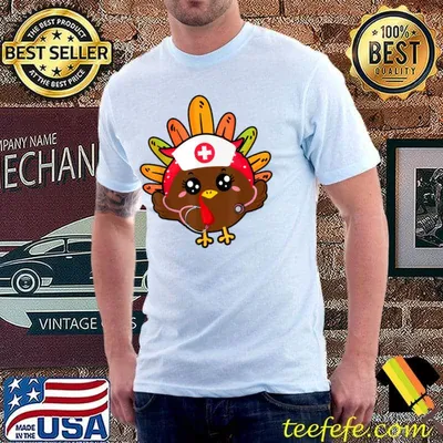Thanksgiving Nurse Scrub Tops For Women Cute Turkey Nurse T-Shirt