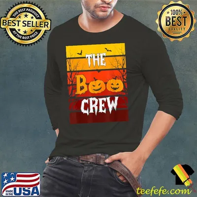The Boo Crew Scary Spooky Bat Pumpkin Halloween Vintage T-Shirt