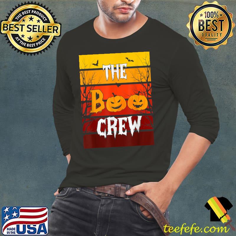 The Boo Crew Scary Spooky Bat Pumpkin Halloween Vintage T-Shirt