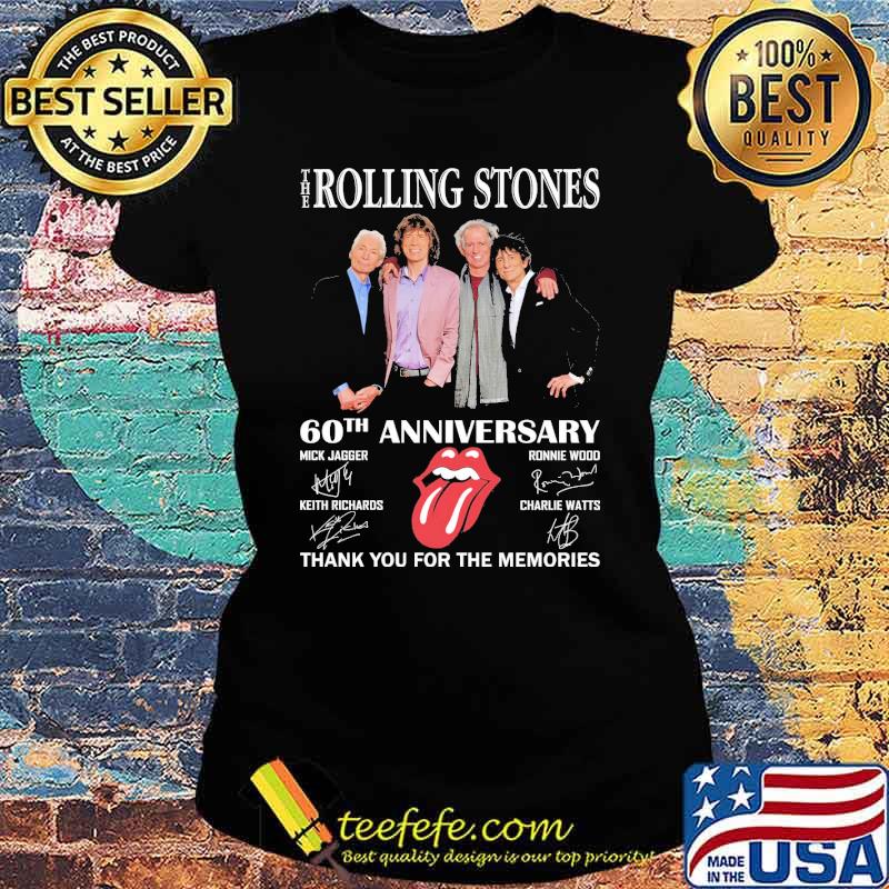 The rolling stone 60th anniversary thank you for the memories signatures s Ladies tee The rolling stone 60th anniversary thank you for the memories signatures s Ladies tee
