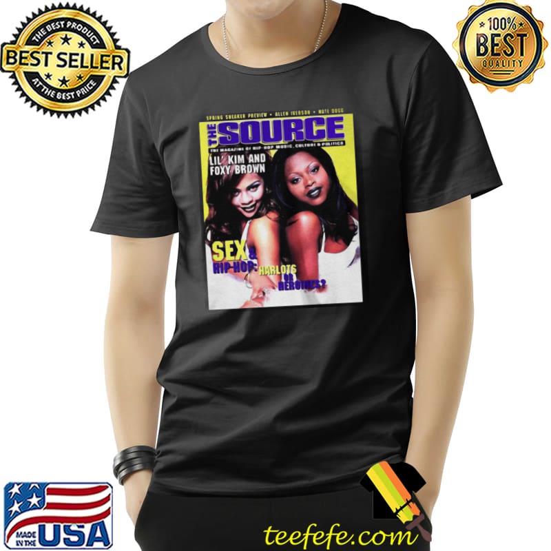 THE SOURCE LIL KIM AND FOXY BROWN SEX AND HIP-HOP QUEEN LATIFAH T-SHIRT (resized) Unisex THE SOURCE LIL KIM AND FOXY BROWN SEX AND HIP-HOP QUEEN LATIFAH T-SHIRT (resized) Unisex