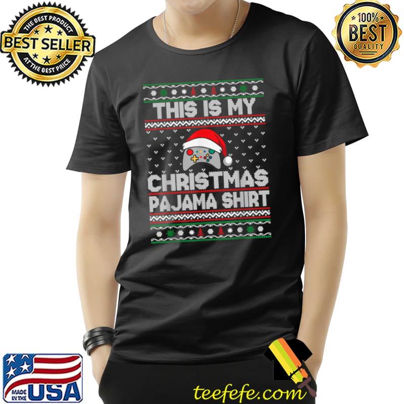 This Is My Christmas Pajama Santa Hat Controller Video Game T Shirt Unisex This Is My Christmas Pajama Santa Hat Controller Video Game T Shirt Unisex