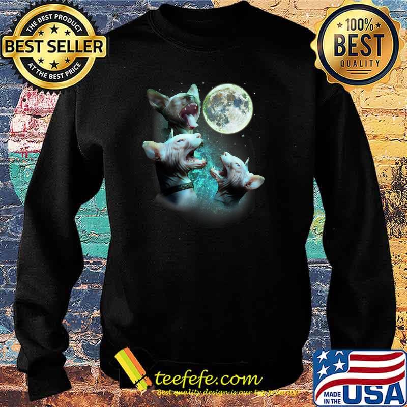 Three Hairless Sphynx Cats Howl At Moon 3 Wolfs Funny Parody T-Shirt Sweater Three Hairless Sphynx Cats Howl At Moon 3 Wolfs Funny Parody T-Shirt Sweater