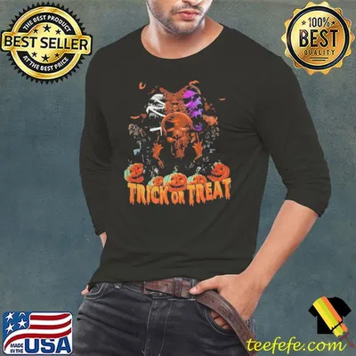 Trick or treat skull demon butterfly all over pumpkin halloween shirt