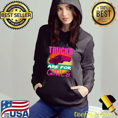 Trucks are for Girls Halftone Sunset Female Truck Driver T-Shirt