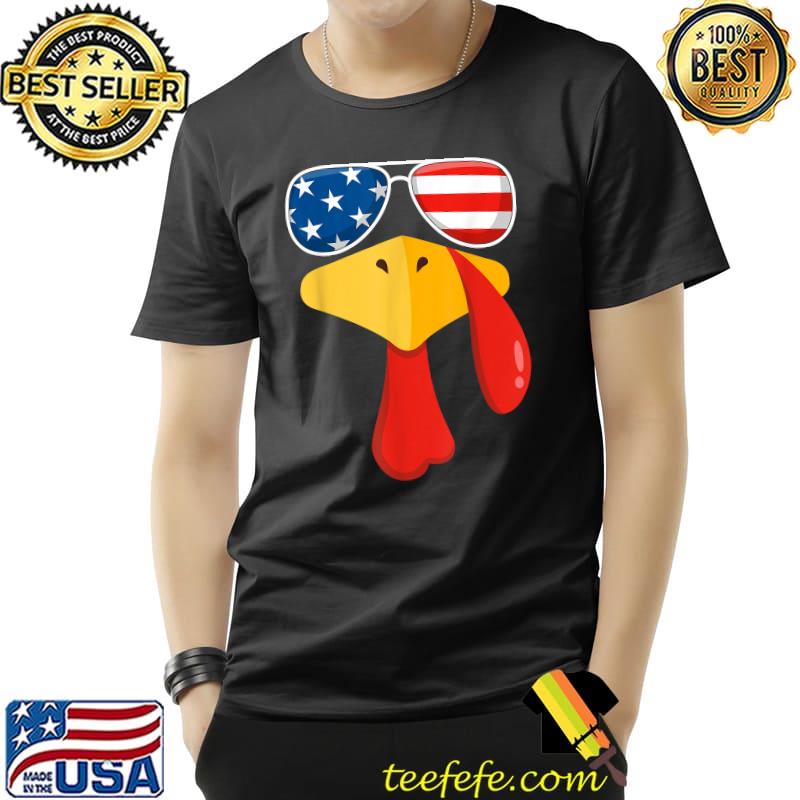 Turkey Face Thanksgiving Matching American Flag T-Shirt Unisex Turkey Face Thanksgiving Matching American Flag T-Shirt Unisex