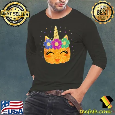 Unicorn Pumpkin Halloween Thanksgiving Girls Kids T Shirt