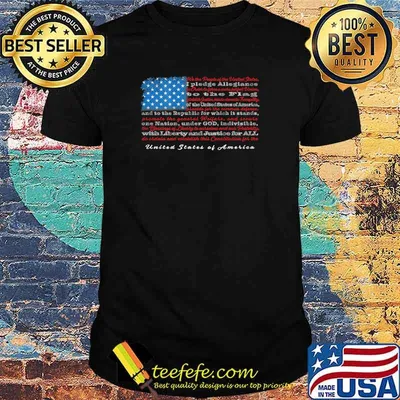 US Flag with Constitution Preamble and Pledge of Allegiance T-Shirt