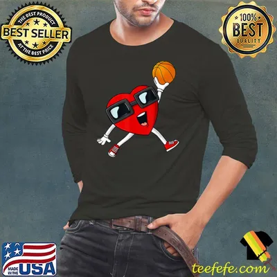 Valentines Day Heart Dunking A Basketball Boys Girls Kids T-Shirt