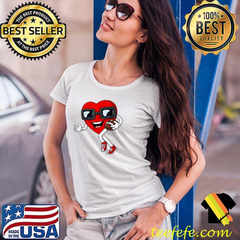 Valentines Day Heart Running With A Football Boys Kids Teens T-Shirt