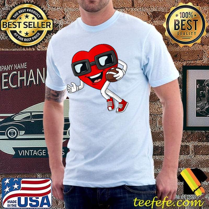 Valentines Day Heart Running With A Football Boys Kids Teens T-Shirt Unisex Valentines Day Heart Running With A Football Boys Kids Teens T-Shirt Unisex