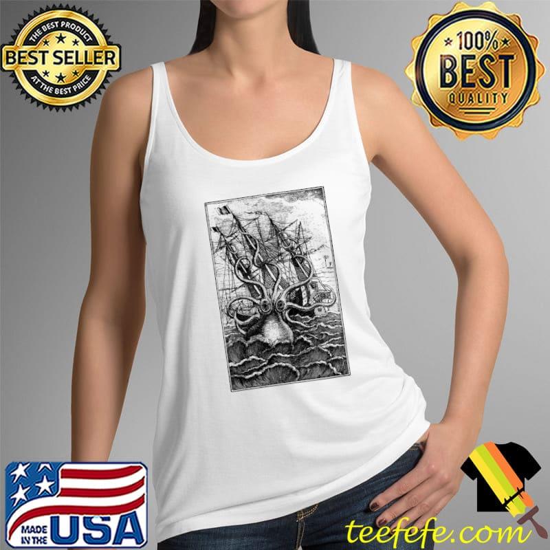 Vintage Kraken attacking ship illustration Classic T-Shirt Tank Top Vintage Kraken attacking ship illustration Classic T-Shirt Tank Top