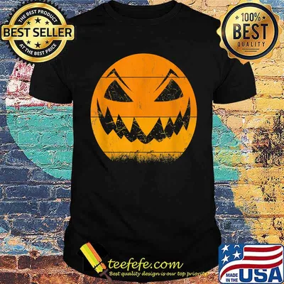 Vintage Scary Pumpkin Face Jack O Lantern Halloween Costume T-Shirt