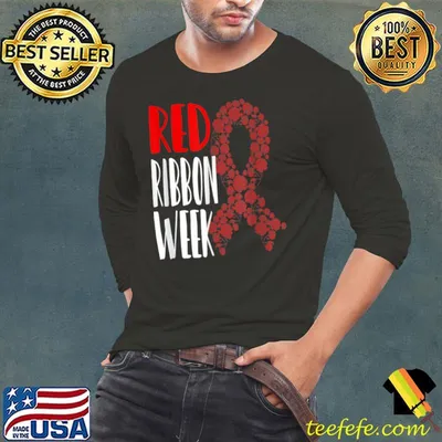 We Wear Red For Red Ribbon Week Awareness Rainbow Strong T-Shirt