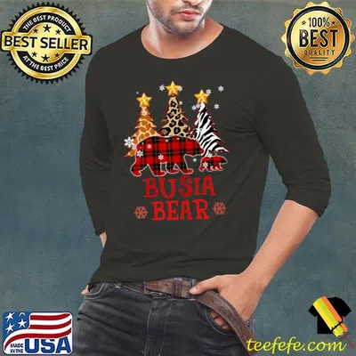 Womens Grandma Busia Bear Xmas Tree Pj Leopard Buffalo Plaid T Shirt