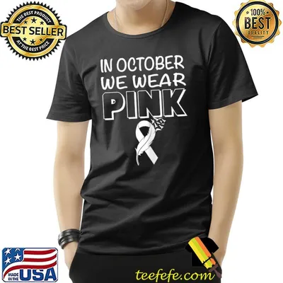 Womens In October We Wear Pink Ribbon Breast Cancer Awareness Month T-Shirt