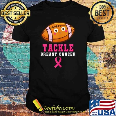 Womens Tackle Breast Cancer Awareness Football Pink Ribbon T-Shirt