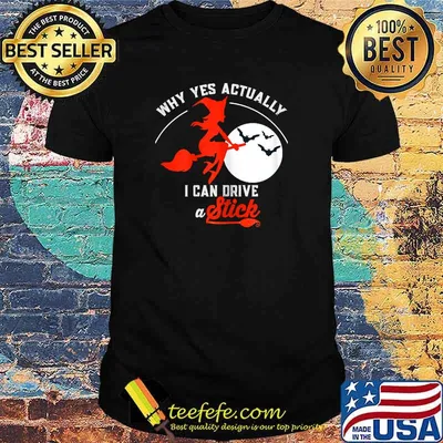 Womens Why Yes I Actually I Can Drive a Stick Pretty Witch T-Shirt