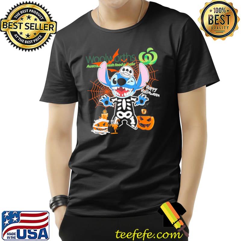 Woolwoeths Stitch Skeletons Pumpkins Happy Halloween Shirt Unisex Woolwoeths Stitch Skeletons Pumpkins Happy Halloween Shirt Unisex