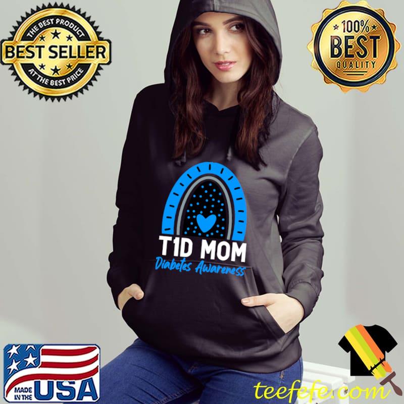 World Diabetes Day Clothes T1D Type 1 Diabetes Mom Rainbow T-shirt