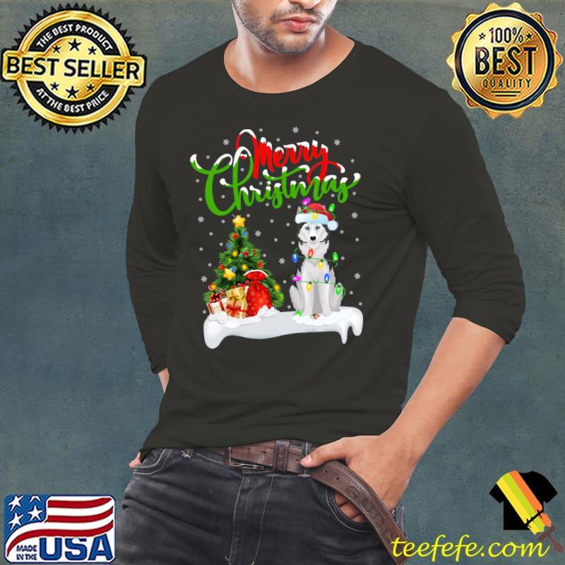 Xmas Lighting Matching Santa Siberian Husky Dog Christmas T-Shirt Long Sleeve Tee Xmas Lighting Matching Santa Siberian Husky Dog Christmas T-Shirt Long Sleeve Tee