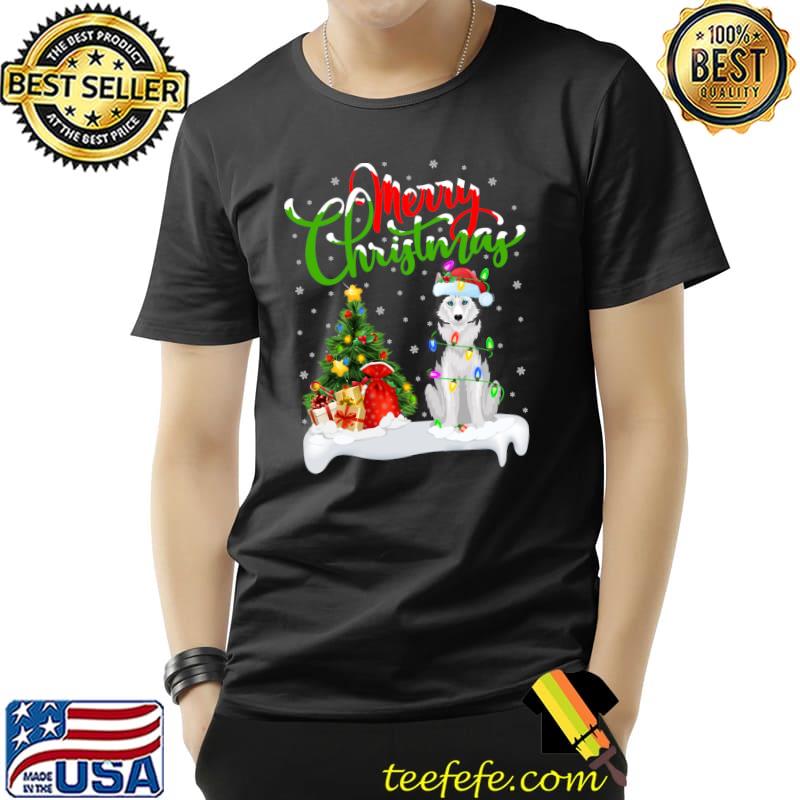 Xmas Lighting Matching Santa Siberian Husky Dog Christmas T-Shirt Unisex Xmas Lighting Matching Santa Siberian Husky Dog Christmas T-Shirt Unisex