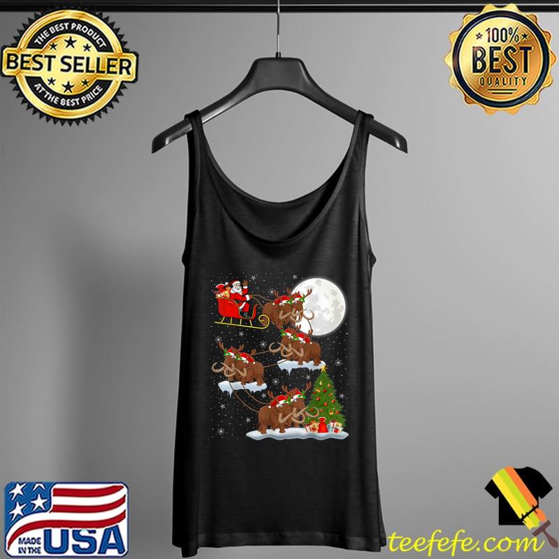 Xmas Lighting Tree Santa Riding Woolly Mammoth Christmas T-Shirt Tank Top Xmas Lighting Tree Santa Riding Woolly Mammoth Christmas T-Shirt Tank Top