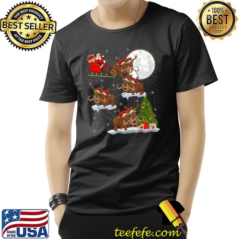 Xmas Lighting Tree Santa Riding Woolly Mammoth Christmas T-Shirt Unisex Xmas Lighting Tree Santa Riding Woolly Mammoth Christmas T-Shirt Unisex