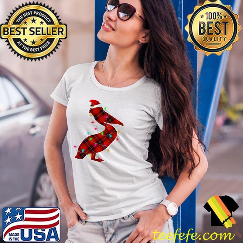 Xmas Pajama Red Plaid Christmas Lights Pelican Animals T-s Ladies Tee Xmas Pajama Red Plaid Christmas Lights Pelican Animals T-s Ladies Tee