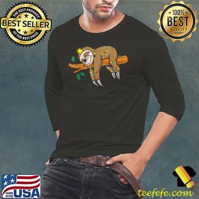 Xmas Sloth Tree, X mas Pet Zoo Worker Tired Dad Mom T Shirt