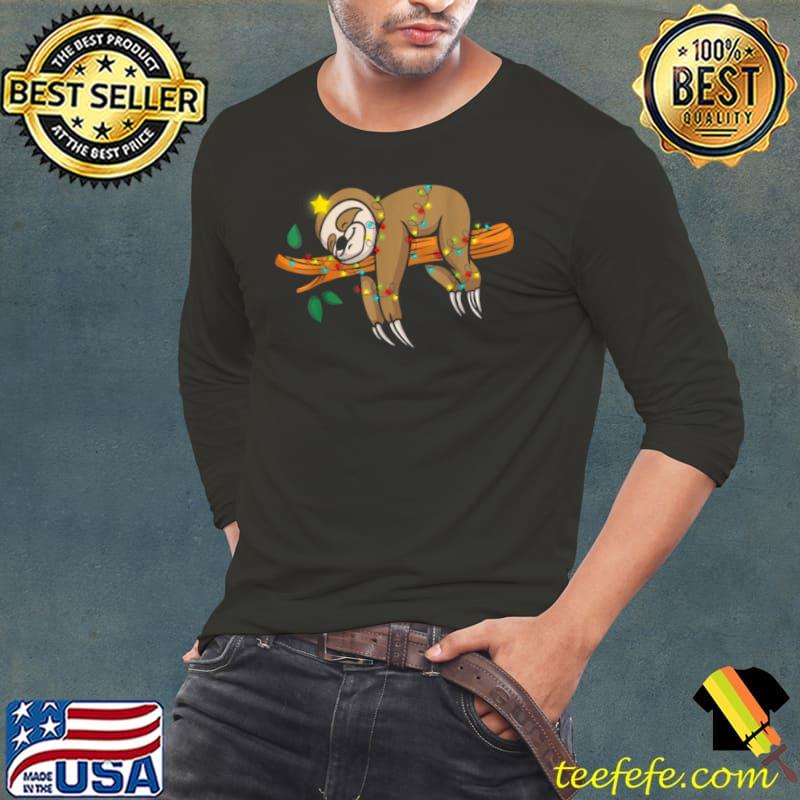 Xmas Sloth Tree, X mas Pet Zoo Worker Tired Dad Mom T Shirt