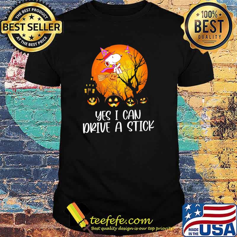 Yes i can drive a stick snoopy and woodstock witch blood moon halloween shirt
