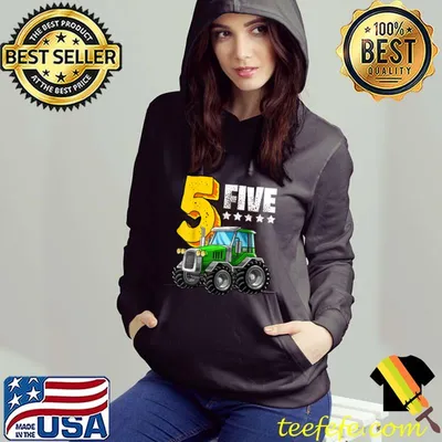 5th Tractor Birthday Party Farm Educational 5 Year Old Boys T-Shirt