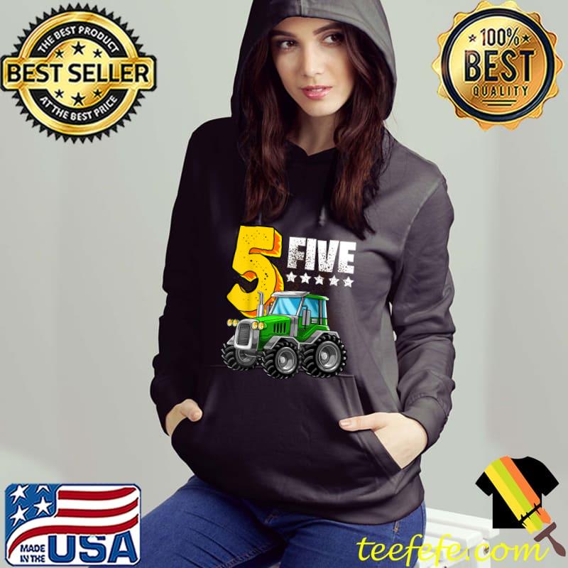 5th Tractor Birthday Party Farm Educational 5 Year Old Boys T-Shirt