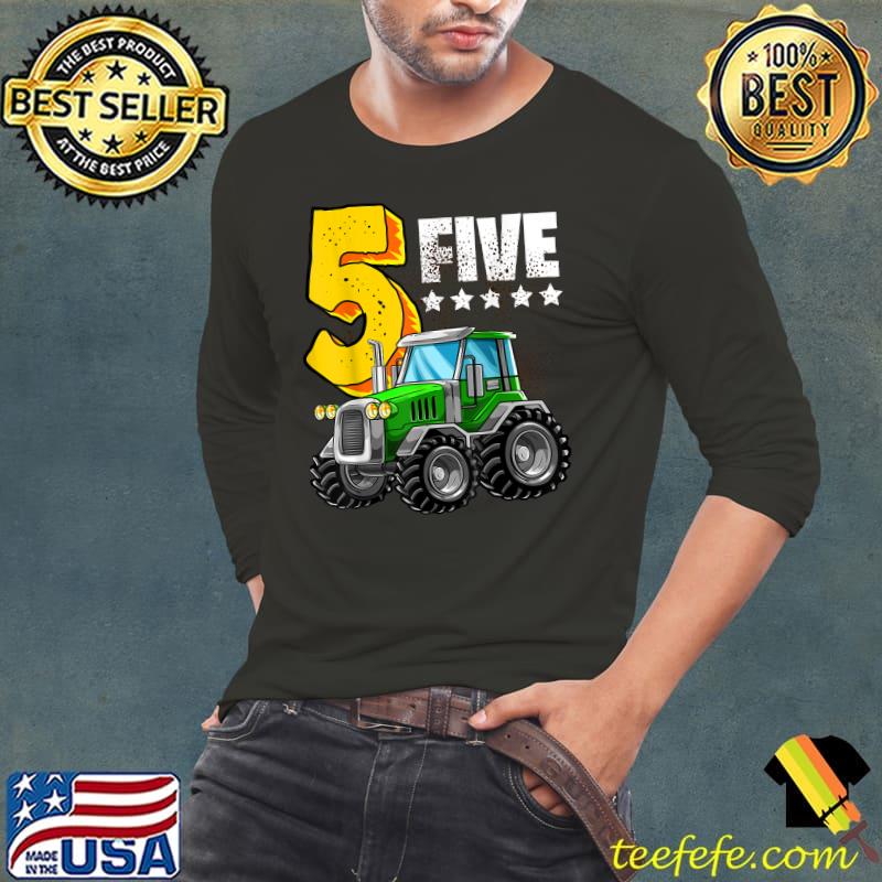 5th Tractor Birthday Party Farm Educational 5 Year Old Boys T-Shirt Long Sleeve Tee 5th Tractor Birthday Party Farm Educational 5 Year Old Boys T-Shirt Long Sleeve Tee