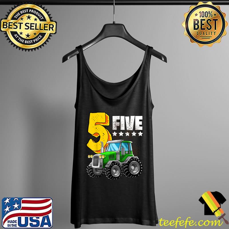 5th Tractor Birthday Party Farm Educational 5 Year Old Boys T-Shirt Tank Top 5th Tractor Birthday Party Farm Educational 5 Year Old Boys T-Shirt Tank Top