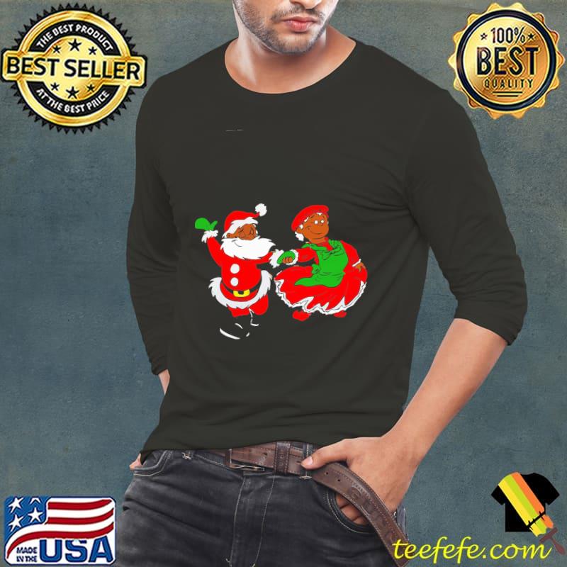 African Black Santa Claus Couple Dance Christmas Shirt